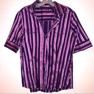 New York Company Stretch Stripe Button Down Shirt